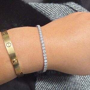 Lab diamond 3ct tennis bracelet 14k white gold .